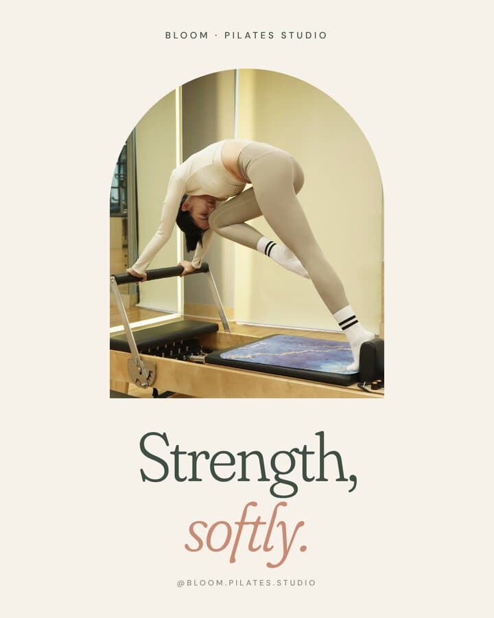 Pilates studio post concept reading Strength, softly