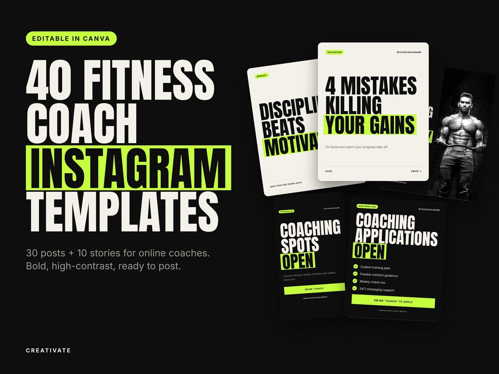 Fitness Coach Bold template pack preview